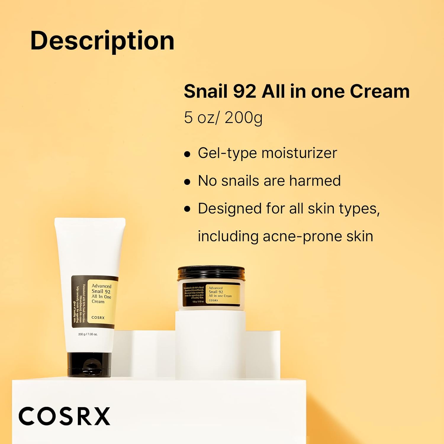 COSRX Snail Mucin 92% Moisturizer, Daily Repair Face Gel Cream Tube Type for Dry, Sensitive Skin, Not Tested on Animals, No Parabens, No Sulfates, No Phthalates, Korean Skin Care (3.52 Fl Oz / 100g) - Image 7