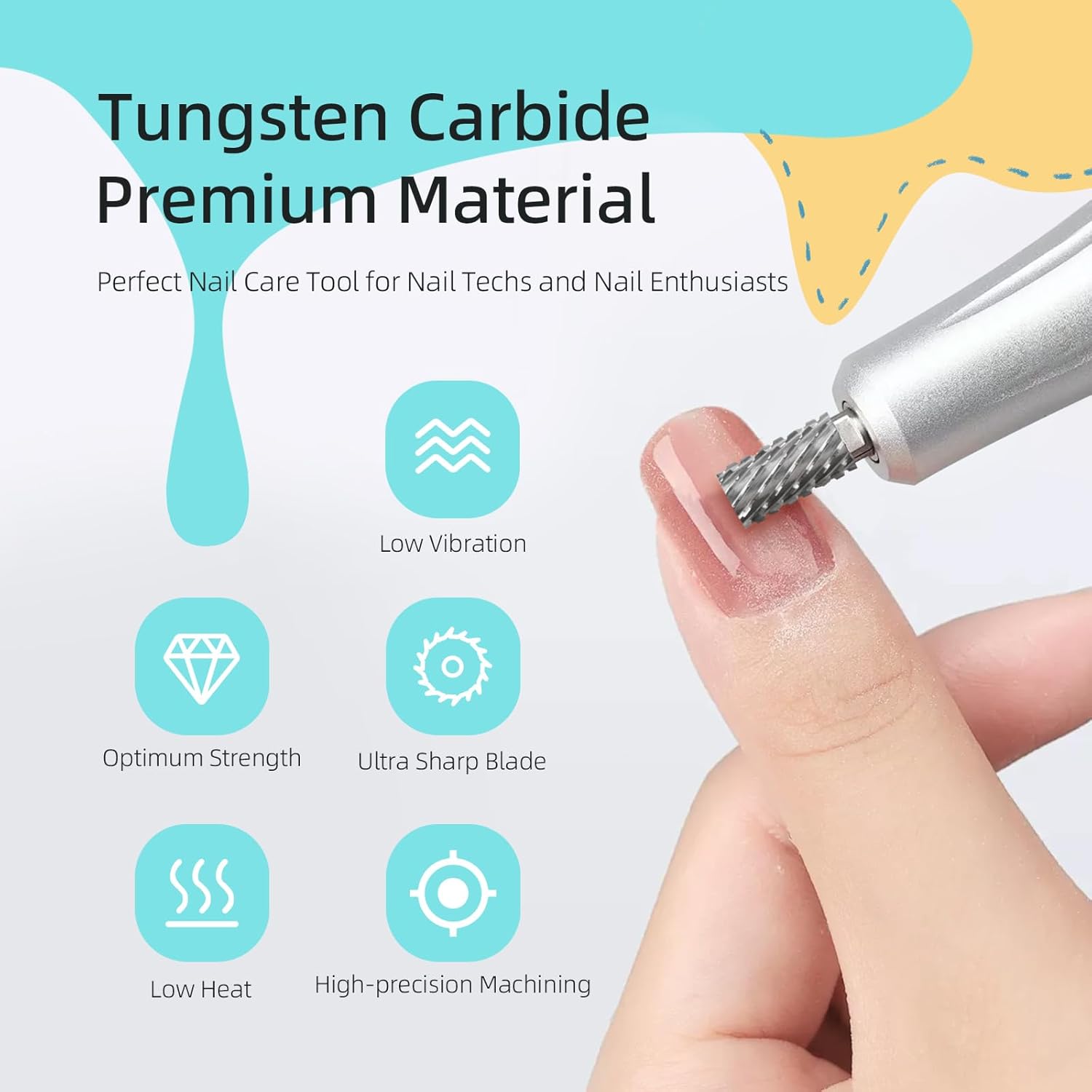 5XC PRO Large Barrel Nail Drill Bits, 6.6mm Flat Top Professional Acrylic Gel Removal Drill Bit for Nails, 2 Way 3/32" Electric efile Manicure Nail Accessories Tool - Image 2