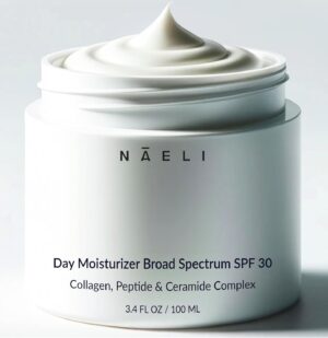 NAELI Face Moisturizer with SPF 30, Anti Aging Collagen & Peptide Cream, Reduces Wrinkles – Lightweight Skin Hydration with Hyaluronic Acid, Paraben Free & Non-Comedogenic Sunscreen, 3.4 oz