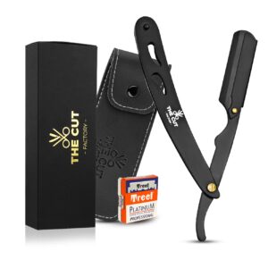 The Cut Factory® Straight Razor for Men Professional Barber Straight Edge Razor for Comfortable Smooth Shave. Gift Box Leather Pouch 20 Single Edge Blades. Our Blades Never Fall