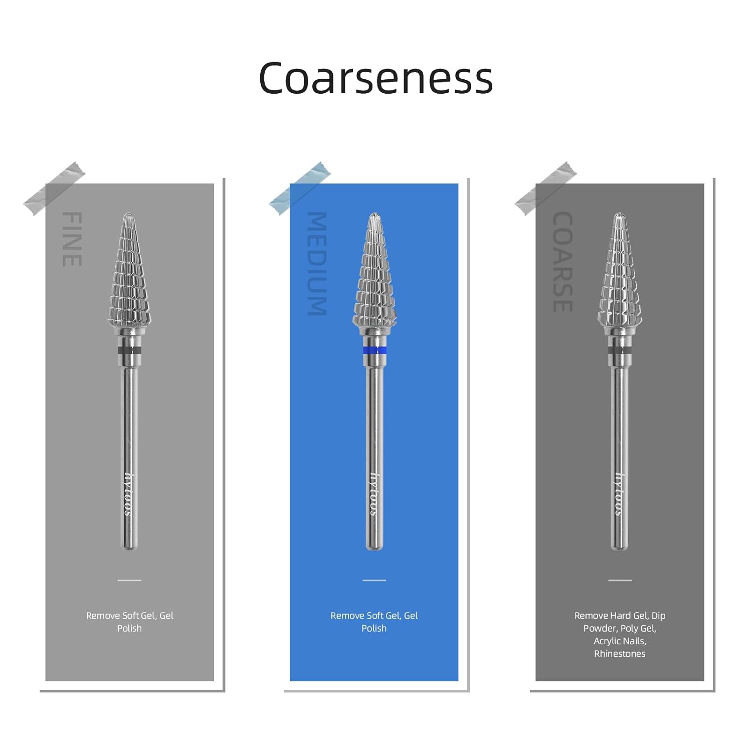 Straight Cut Cone Nail Drill Bits, Professional 15mm Taper Nail Bit, 3/32" 2 Way Carbide Drill Bits for Nails, Gel Polish Manicure Electric Drill Accessories Removal Tools (M) - Image 3