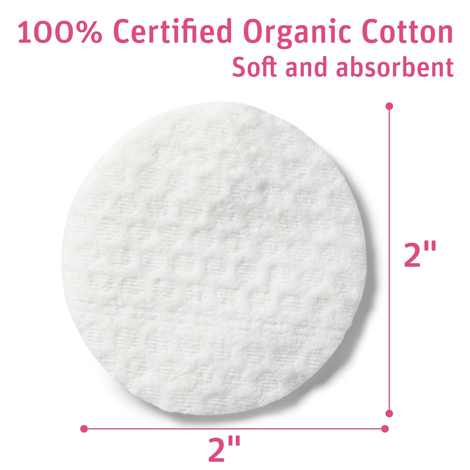 Simply Soft Premium Organic Cotton Rounds, 100 Count (Pack of 3), 100% Cotton Pads, Certified Organic, Hypoallergenic, Soft & Absorbent for Beauty, Cosmetics, Skin Care, Lint Free - Image 2