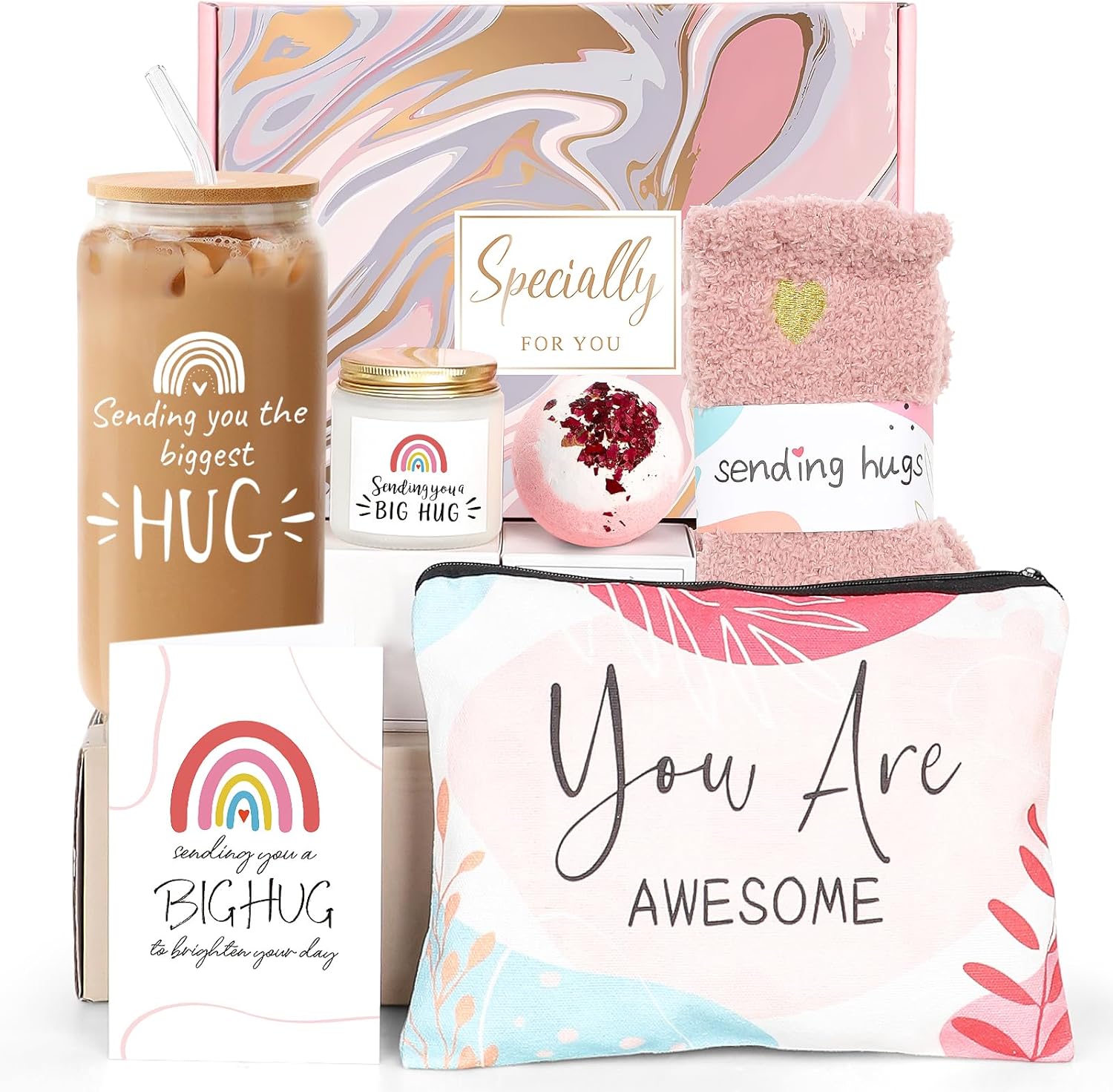 Get Well Soon Gifts for Women, Sympathy Gift Baskets, Care Package for Sick Friend, After Breast Surgery Gifts, Sending Hugs Gifts for Her, Feel Better Gifts Thinking of You Gifts Women