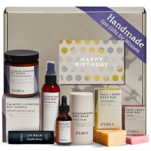 Birthday Gift Set for Women – Handmade in USA, Bath and Body Gift Set for Her, Relaxing Spa Kit Package, Self Care Gift Basket for Mom, Wife Friend Sister, Pampering Home Spa Kit for Woman by ZAAINA