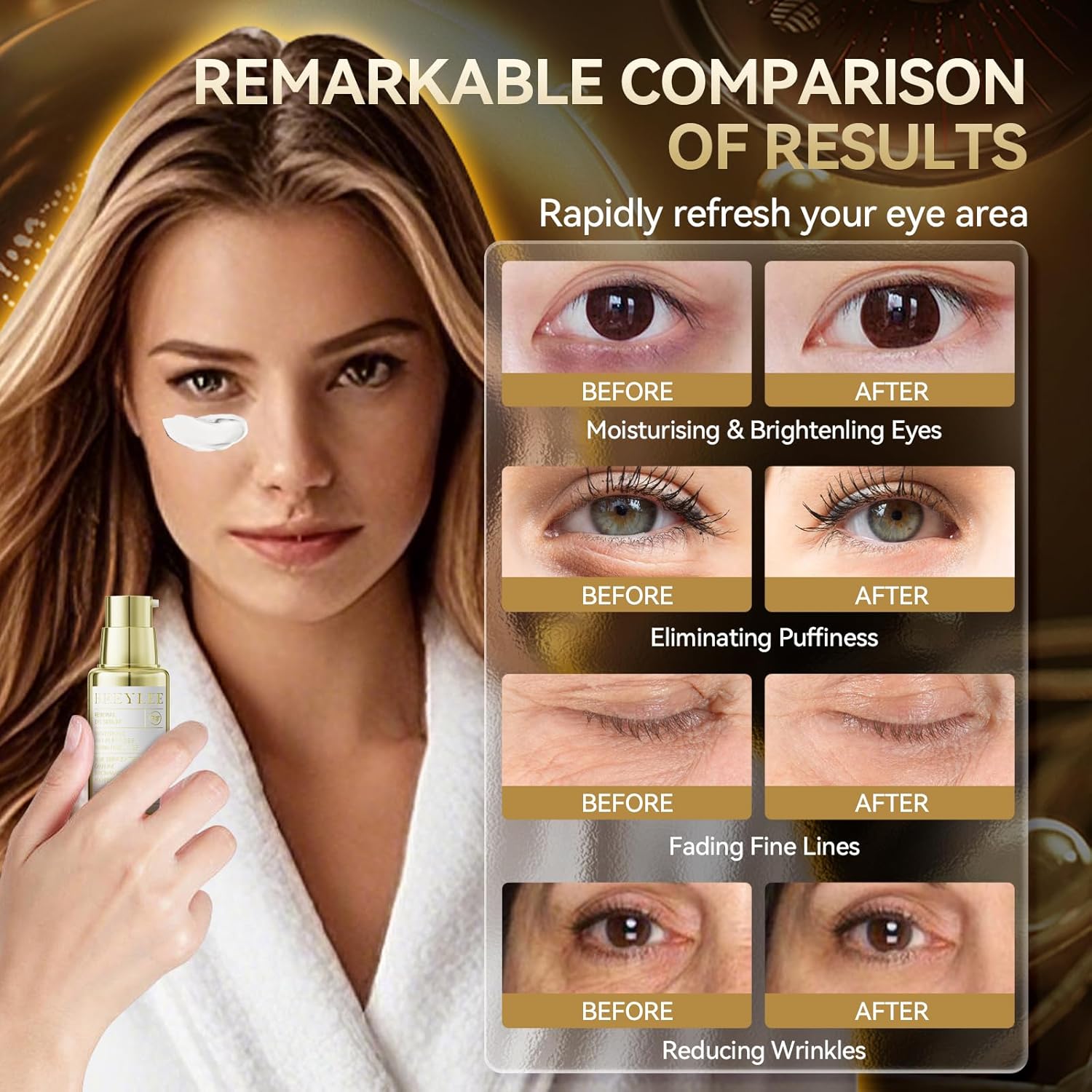 BREYLEE Renewal Care Kit with Aloe Vera Eye Masks – 60 Pcs & Renewing Serum, Under Eye Patches For Puffy Eyes,Hydrates, Improves And Firms The Eye Area, Suitable For Both Women And Men - Image 8