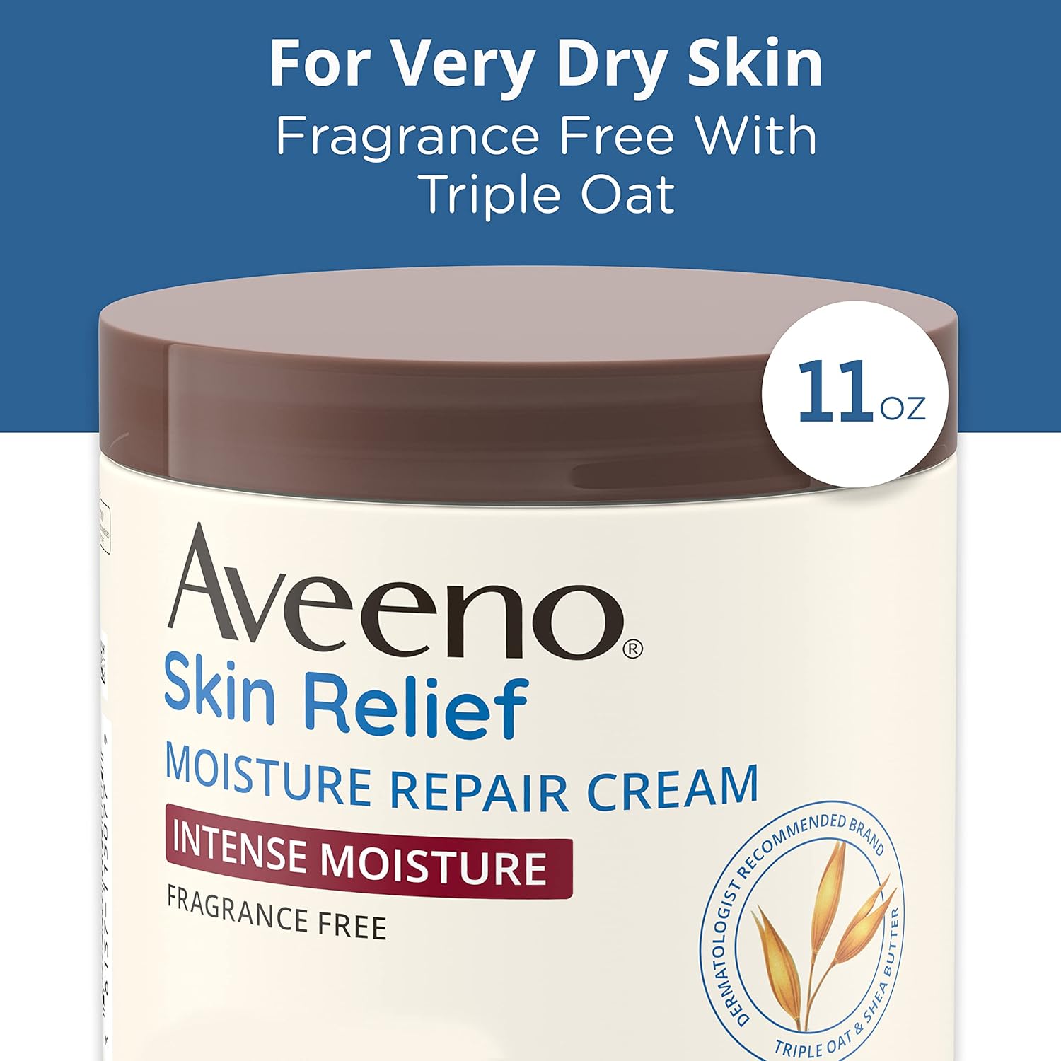 Aveeno Skin Relief Intense Moisture Repair Body Cream with Triple Oat & Shea Butter Formula, Helps Relieve & Restore Extra-Dry Skin with Long-Lasting Moisture, Fragrance-Free, 11 oz - Image 2