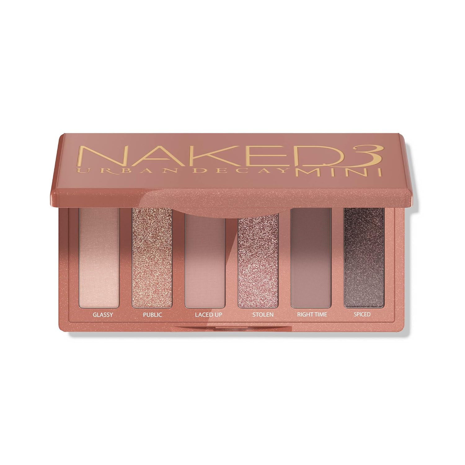 URBAN DECAY Naked 3 Mini Eyeshadow Palette - 6 Soft Pink Shadows, Matte & Shimmer Finishes, Ultra-Blendable Everyday Rosy Neutrals, Long-lasting Wear, Travel Makeup with Mirror