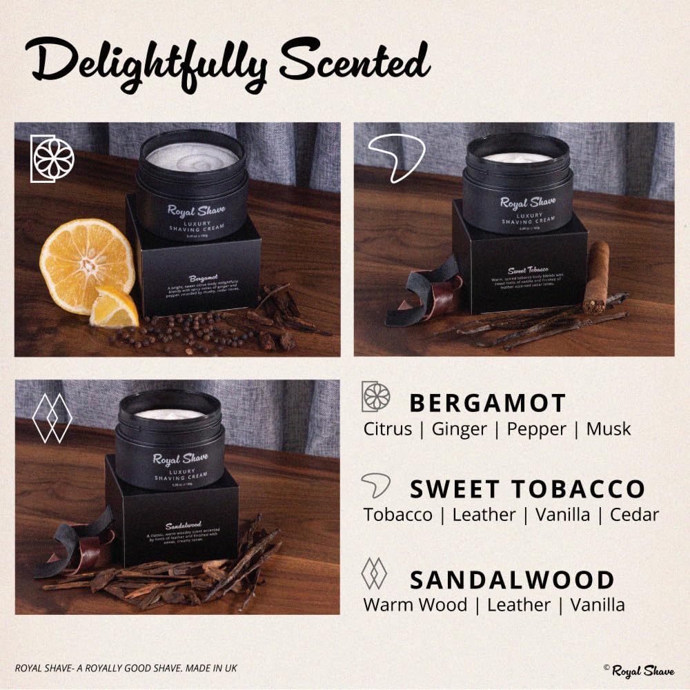 Luxury Shaving Cream for Men by Royal Shave, Rich, Soothing, Moisturizing, Hydrating & Nourishing Cream for Smooth, Close Shave (Made in UK) Sweet Tobacco - Image 6