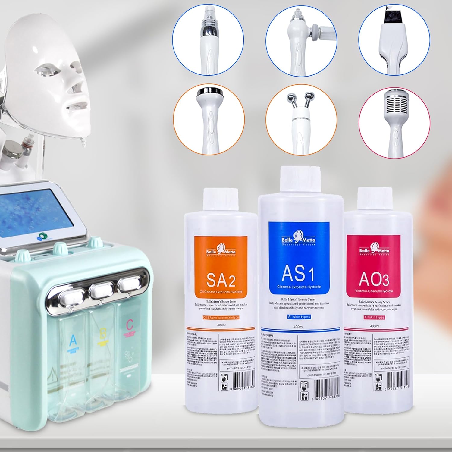 Hydrate Solution for Facial AS1 SA2 AO3 for Hydrogen Oxygen Facial Machine Professional, Aqua Peeling Solution Hydrate Serums for Facial Cleansing, Face Skin Care, Hydrating (400ml/6Pcs) - Image 6