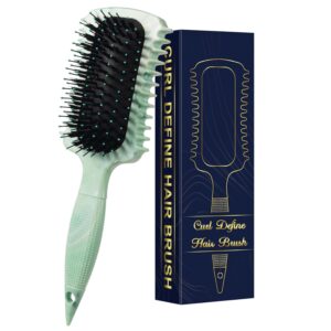 Curl Defining Brush, Curly Hair Brush Products for Effortlessly Detangling Shaping and Styling Women’s Men’s Curls on All Wet or Dry Hair Types, Reduces Frizz (Marble Green)