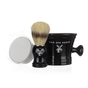 Van Der Hagen® Luxury Shaving Set – Total Men’s Wet Shaving Kit w/Boar Bristle Brush, Scented Luxury Soap, Stand and Apothecary Mug