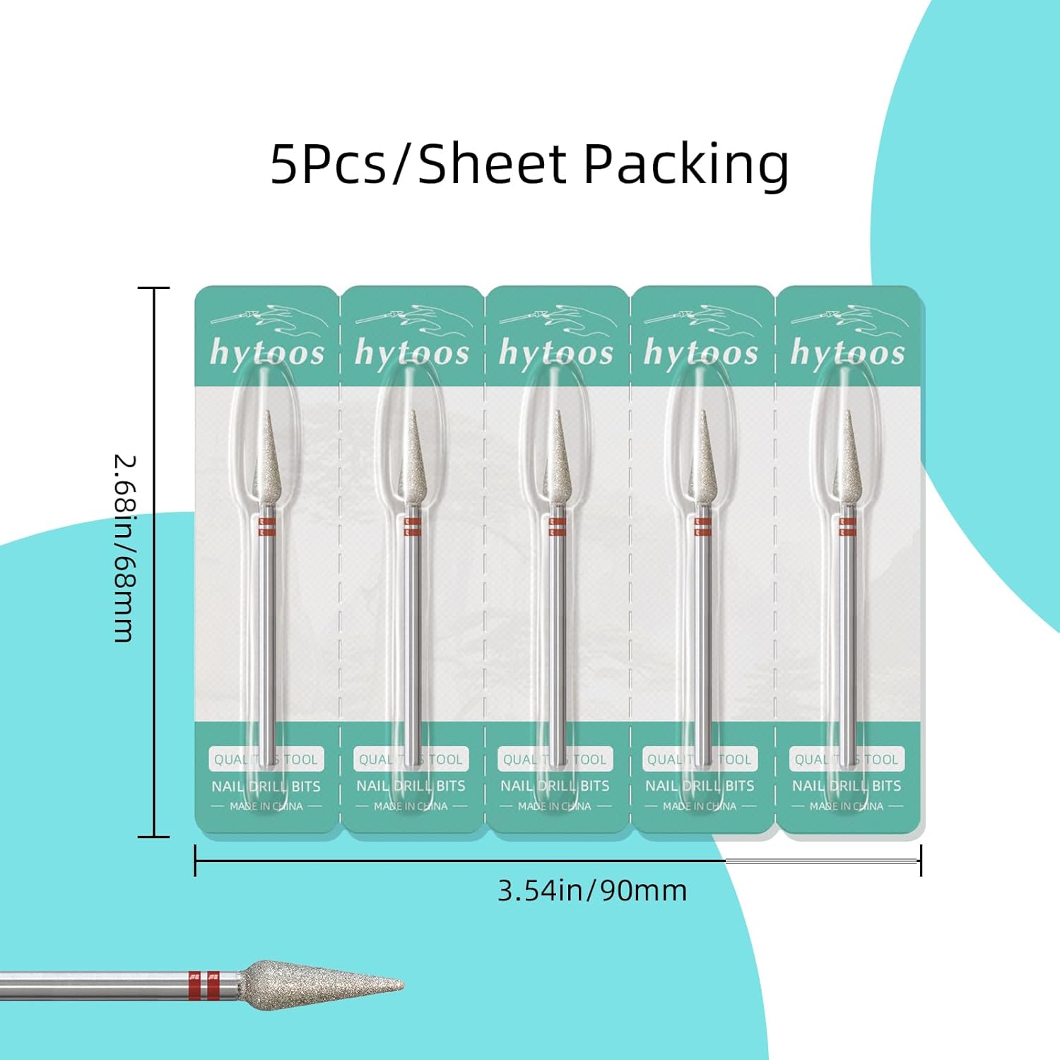 4mm Long Bud Cuticle Clean Nail Drill Bit, 5Pcs/Set Russian Diamond Nail Bits Professional Safety Under Nail Cleaner Burr for Cuticle Dead Skin, Electric Nails Drill Accessories, Fine - Image 7