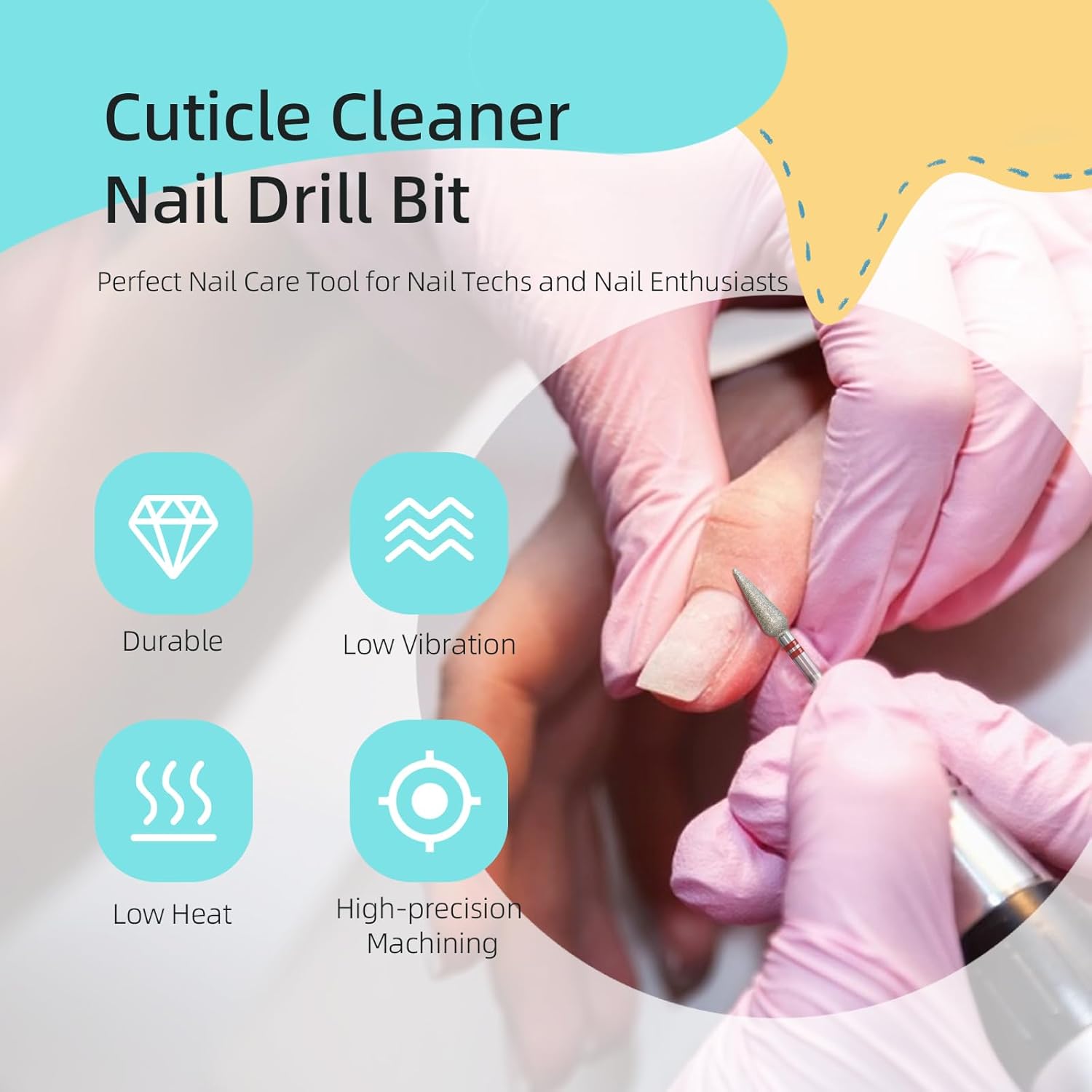 4mm Long Bud Cuticle Clean Nail Drill Bit, 5Pcs/Set Russian Diamond Nail Bits Professional Safety Under Nail Cleaner Burr for Cuticle Dead Skin, Electric Nails Drill Accessories, Fine - Image 2