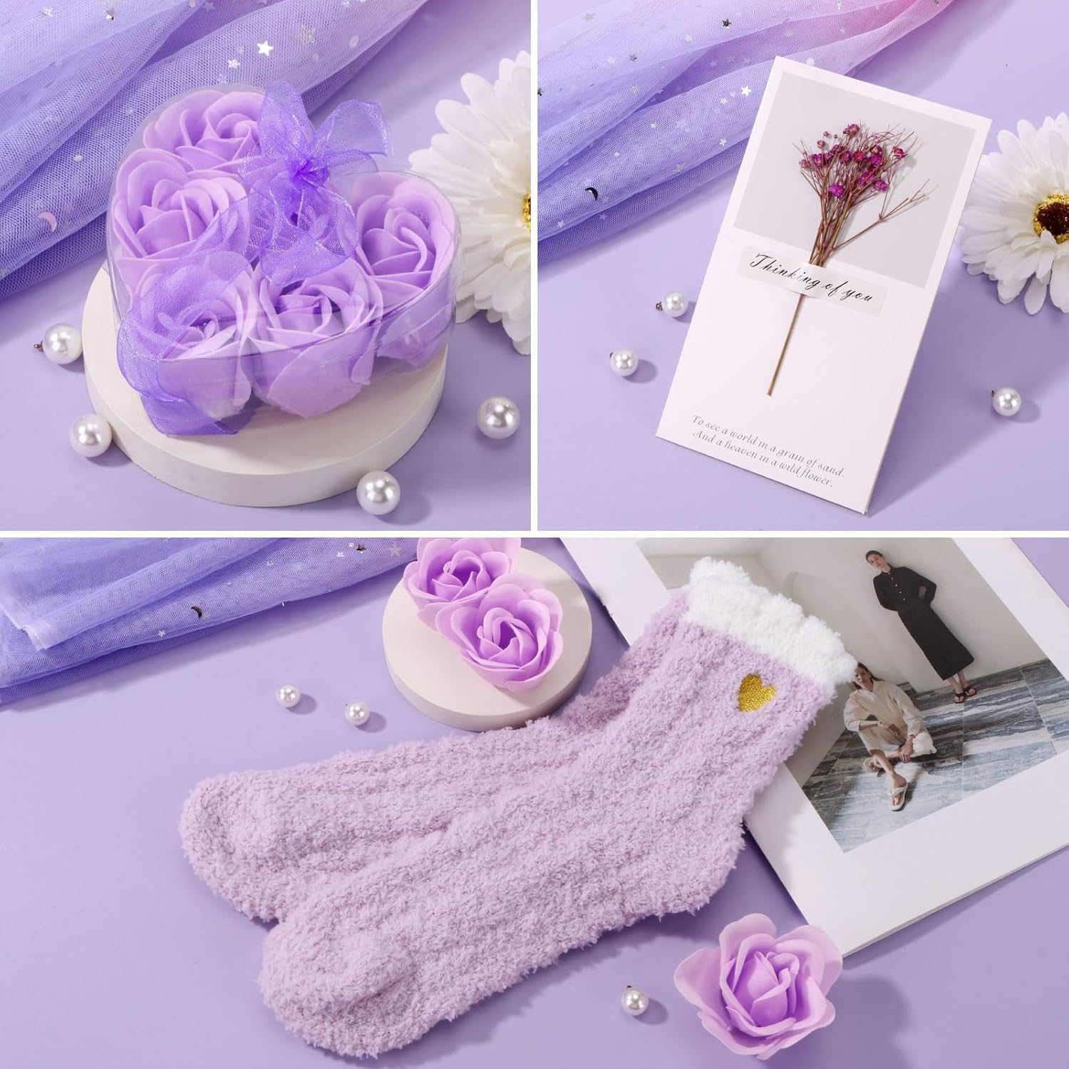Birthday Gifts for Women Self Care Gift Set, Purple Relaxing Spa Gift Baskets Care Package Get Well Soon Gifts, Unique Christmas Gifts for Mom Her Sister Friend Wife Grandma Girlfriend - Image 5