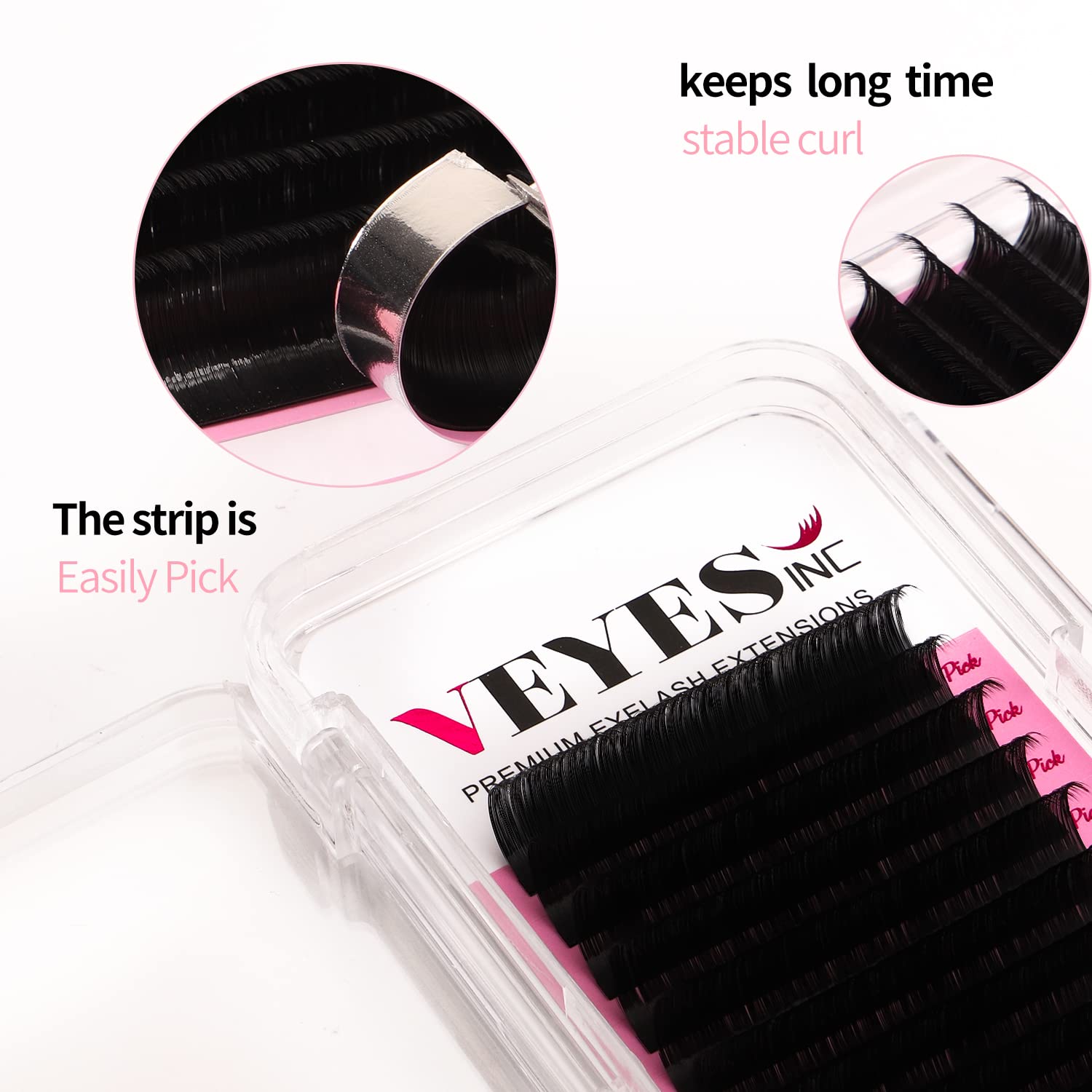 VEYES INC Classic Volume Lash Extensions 0.03-0.20 J/B/L/C/CC/D/DD Curl 5-25mm Mixed & Single Length Tray, Premium Silk Eyelashes, Professional Supplies for Lash Techs(Matte Black 0.15 CC 8-16mm) - Image 2
