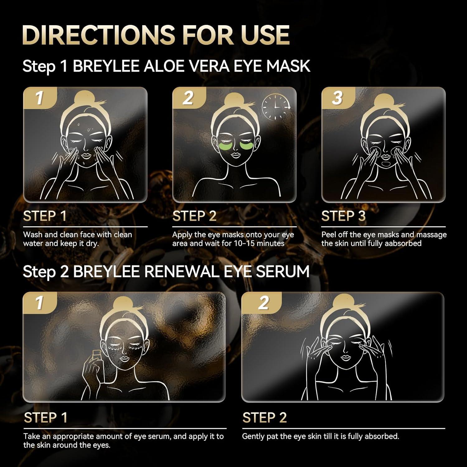 BREYLEE Renewal Care Kit with Aloe Vera Eye Masks – 60 Pcs & Renewing Serum, Under Eye Patches For Puffy Eyes,Hydrates, Improves And Firms The Eye Area, Suitable For Both Women And Men - Image 7