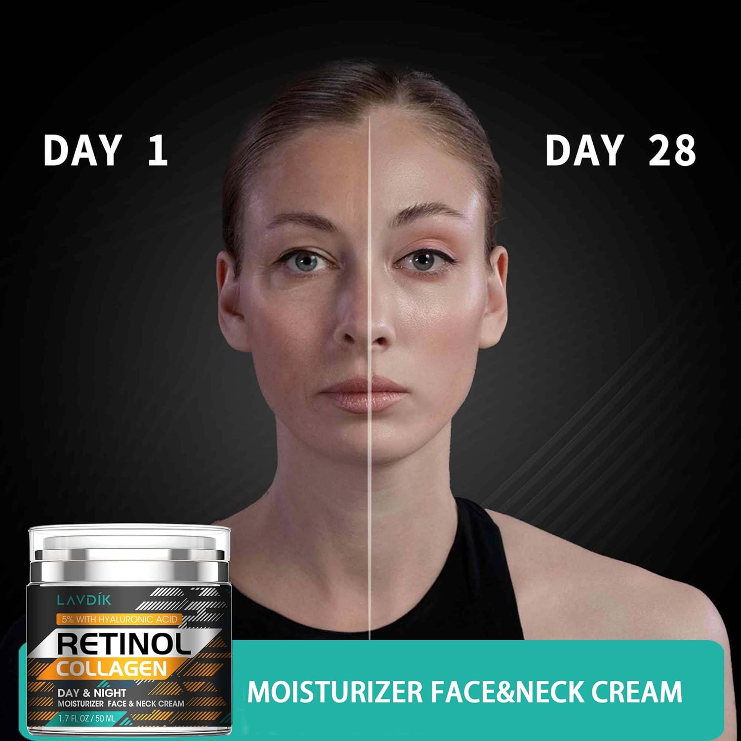 Retinol Cream for Face with Hyaluronic Acid, Moisturizer Anti Aging Collagen Cream for Women and Men, Reduce Wrinkles, Fine Lines, Day and Night,1.7 Fl Oz - Image 4