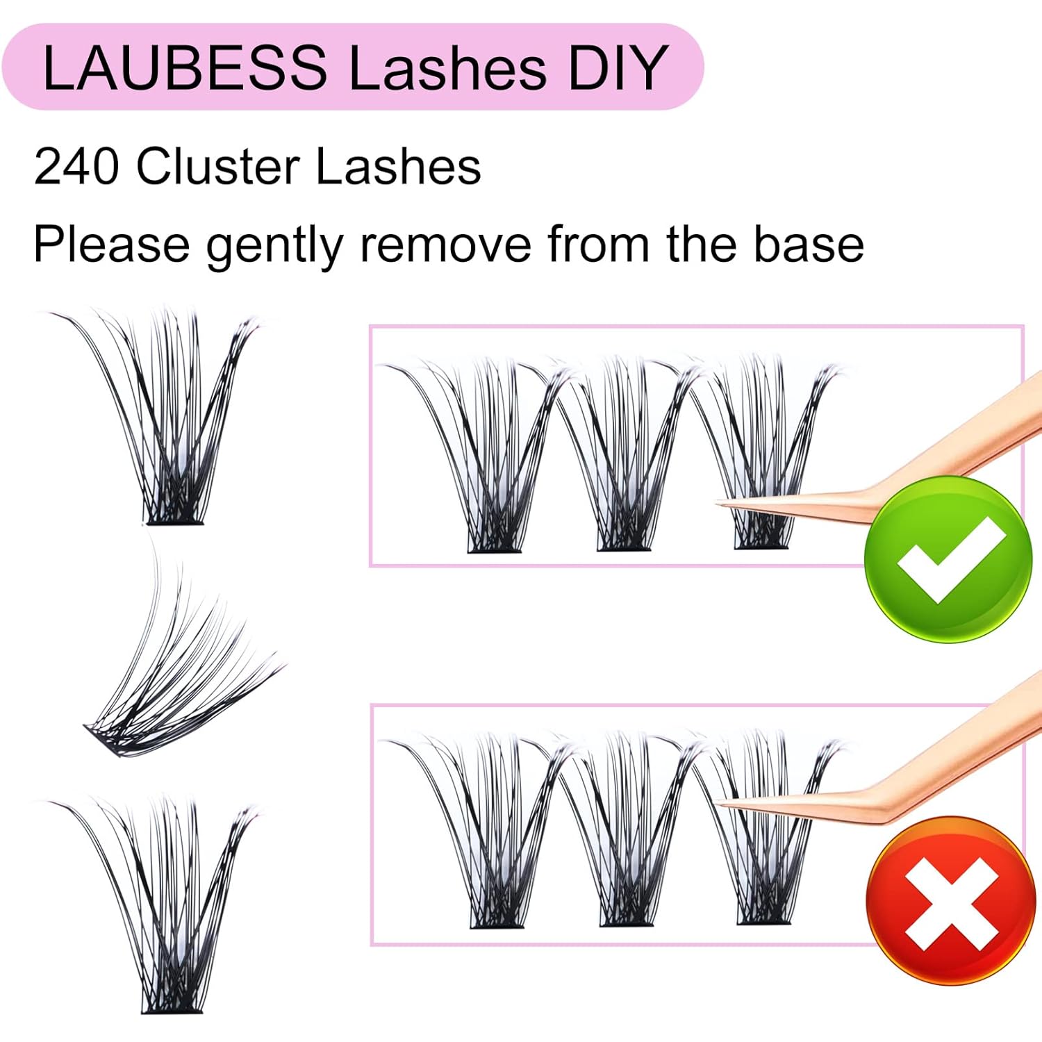 Cluster Eyelash Extensions Mixed LAUBESS Eyelash Clusters 40D Lash Clusters DIY Lash Extension Individual Lashes Natural Cluster Lashes Eyelash Extension (40D-0.07D-8-14mm), Black - Image 4