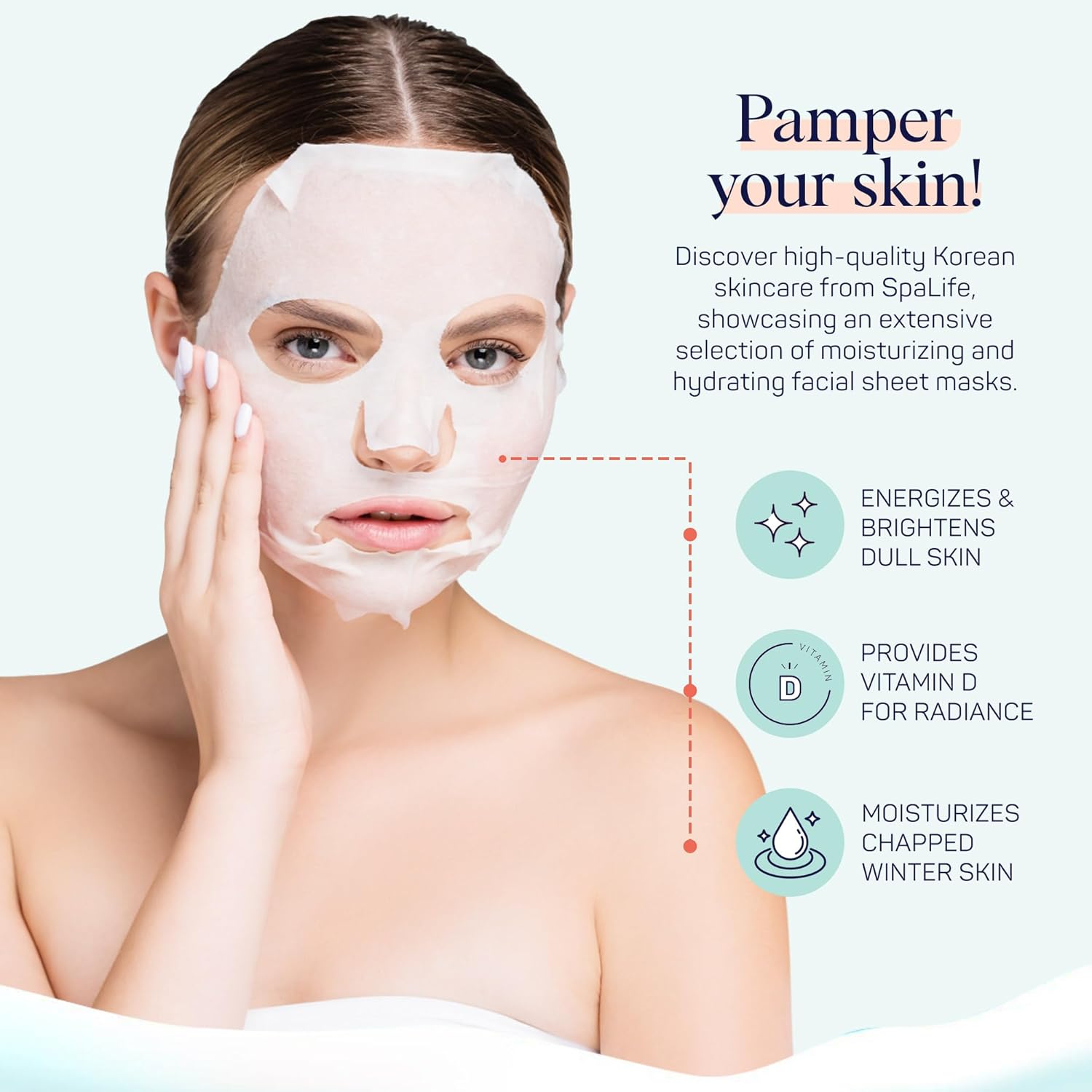 SpaLife Winter Skin Facial Mask 12-Count Set - Infused with 4 Skin-Loving Ingredients - Moisturizing and Hydrating Sheet Masks - Rejuvenating Spa Treatment for a Glowing Complexion - Image 6