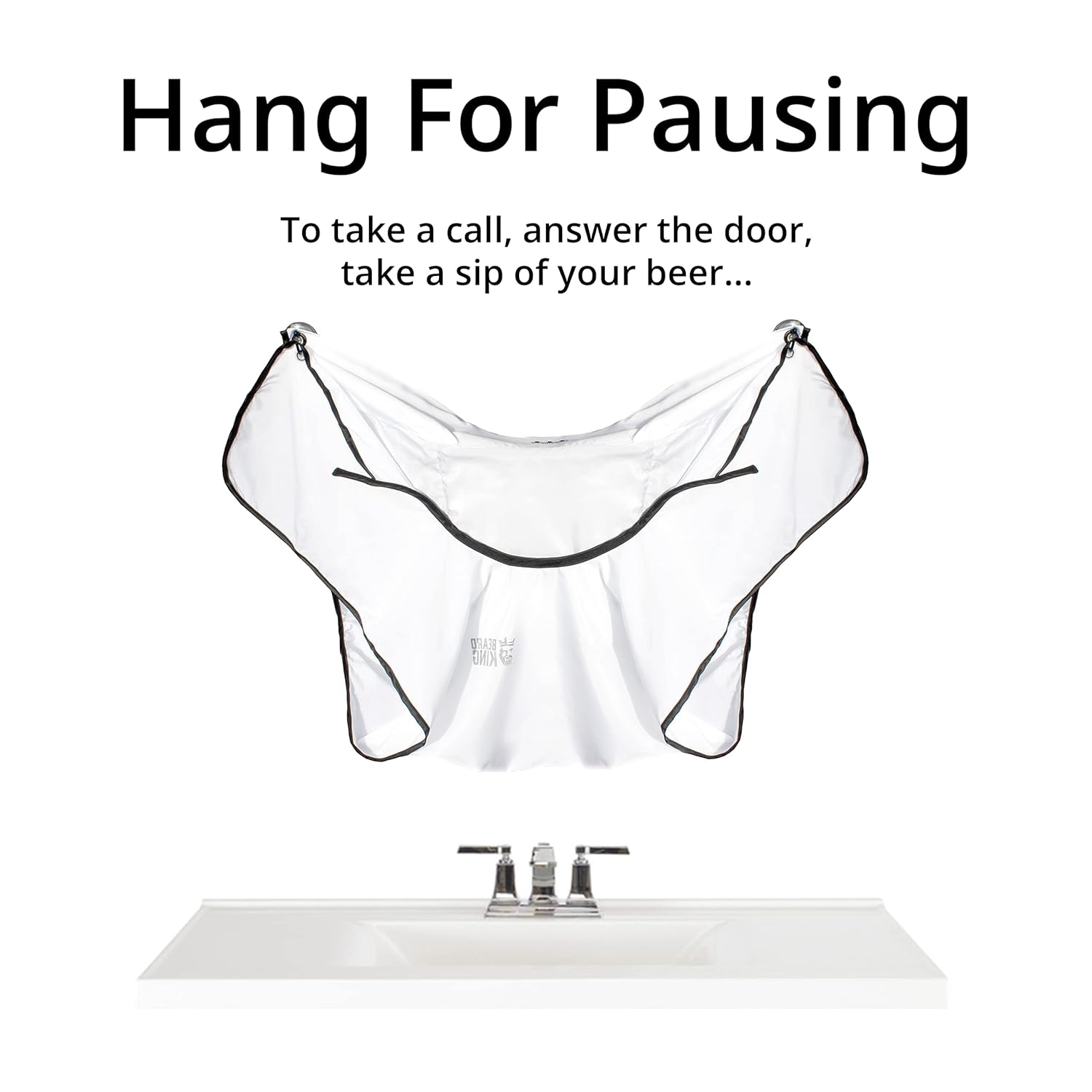 Beard King Beard Bib Apron - Shaving Set for Dad - As Seen on Shark Tank - Men's Hair Catcher for Shaving - Grooming Accessories - Packing Pouch, White - Image 6