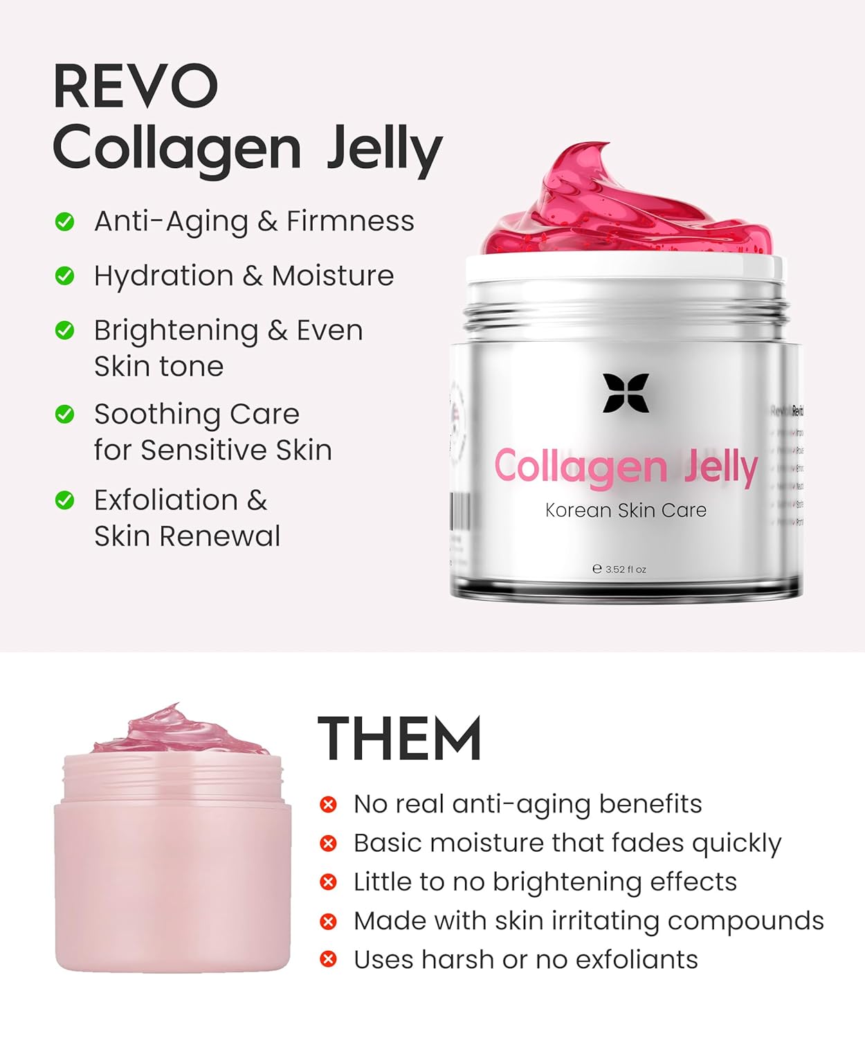 REVO Collagen Jelly 100ml– Korean Anti-Aging Plumping Formula with Hydrolyzed Collagen, Niacinamide, Hyaluronic Acid & Vitamin C – Skincare for Glass Glow Skin, Wrinkle Repair & Even Tone - Image 5