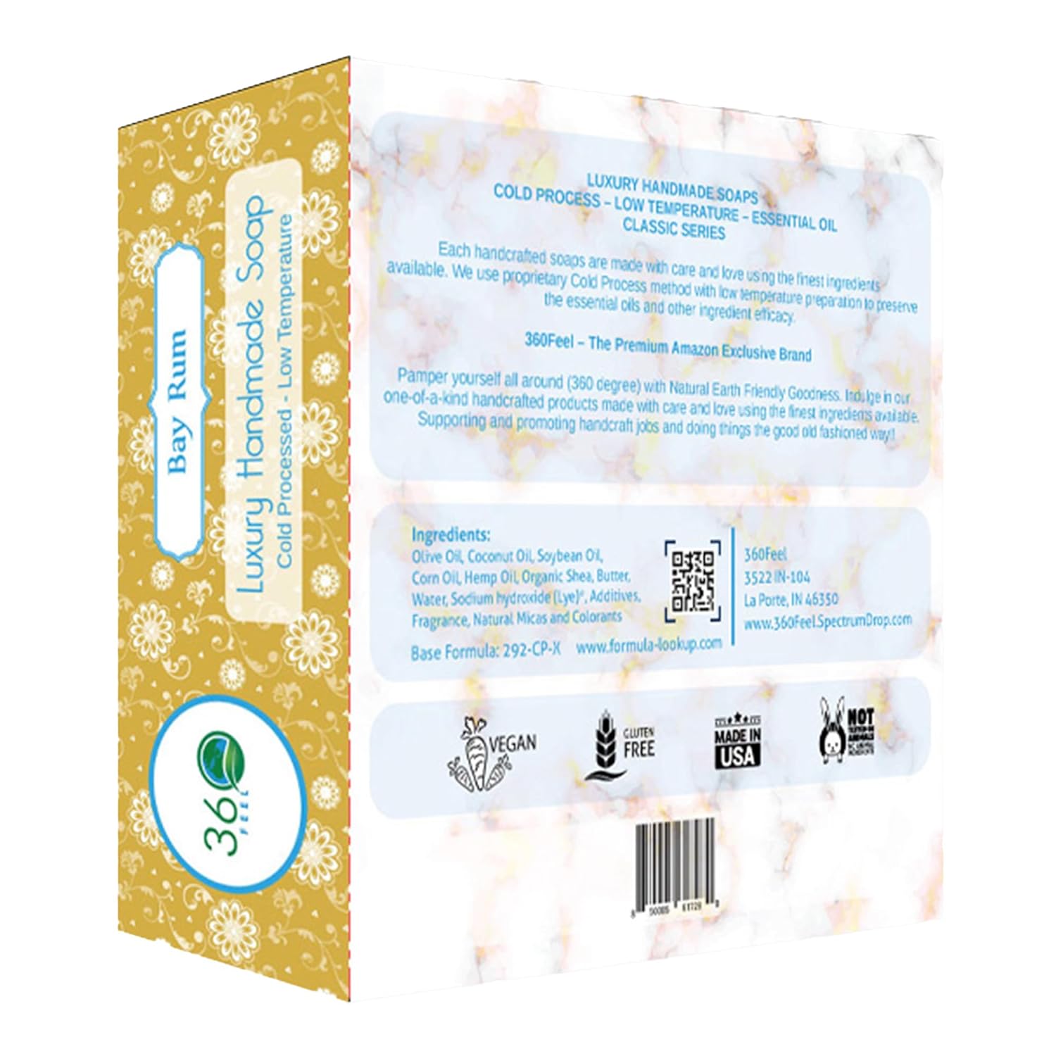 360Feel Bay Rum Soap - Handcrafted Castile Soap Bar with Spicy Scent - Handmade with Bay Rum Essential Oil for Men - A Gift for Anniversaries, Weddings, and Holiday Stockings - Rich Lather - 5 Ounce - Image 2