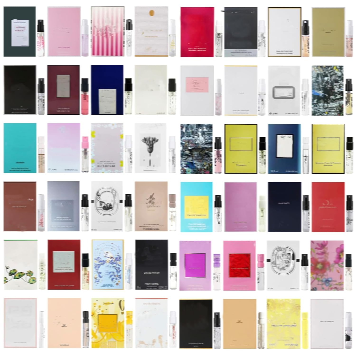 48 Piece Designer Fragrance Samples,Men's Women's Designer Fragrance Sampler Collection, Luxury High-End Perfume Vials for Men's Women, Mini Perfume Samples Gift