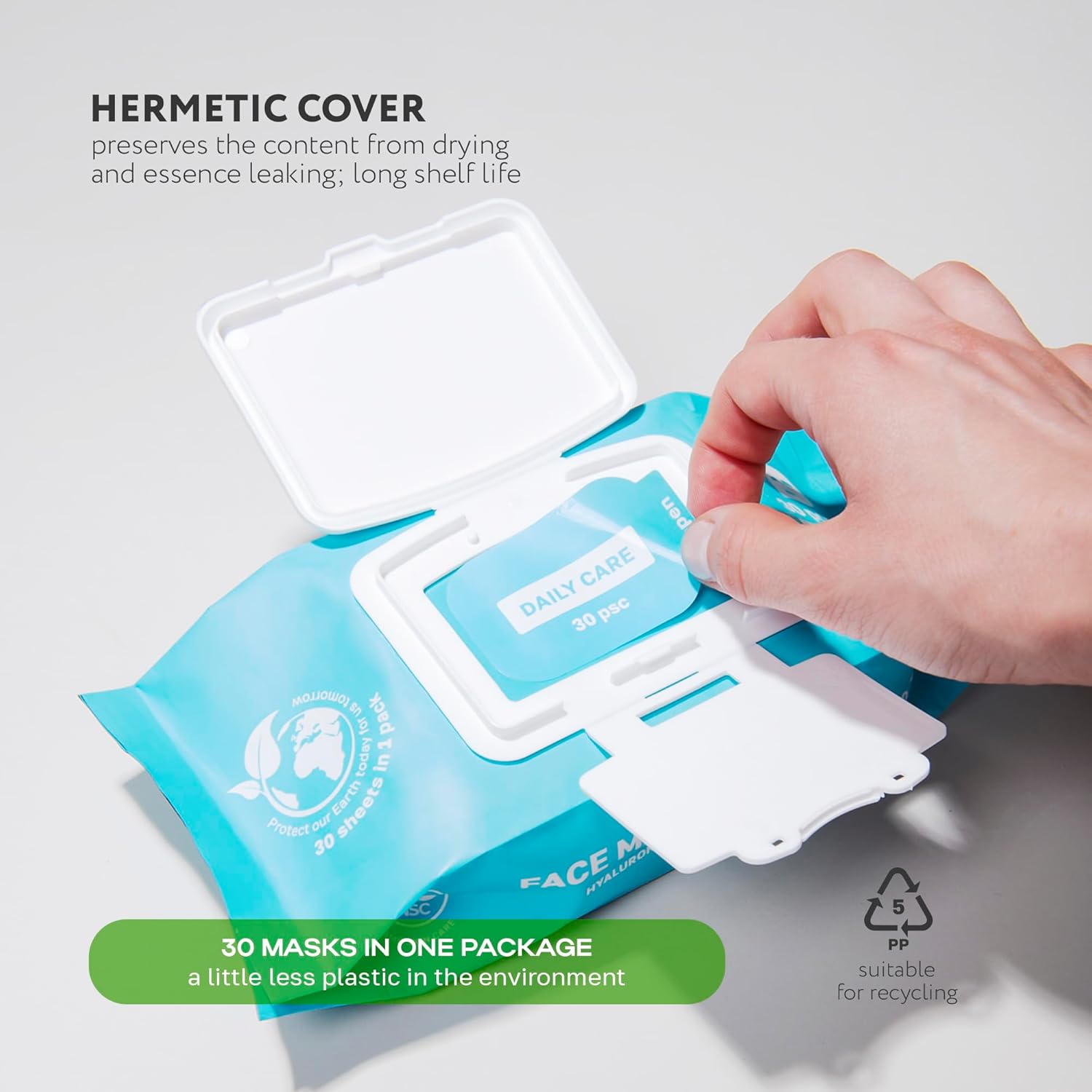 NSC Korean Moisturizing Face Masks with Hyaluronic Acid - 30-Pack Premium Hydrating Sheet Mask Set - Advanced K-Beauty with Shea Butter and Jojoba Oil - Skincare Monthly Supply for All Skin Types - Image 3