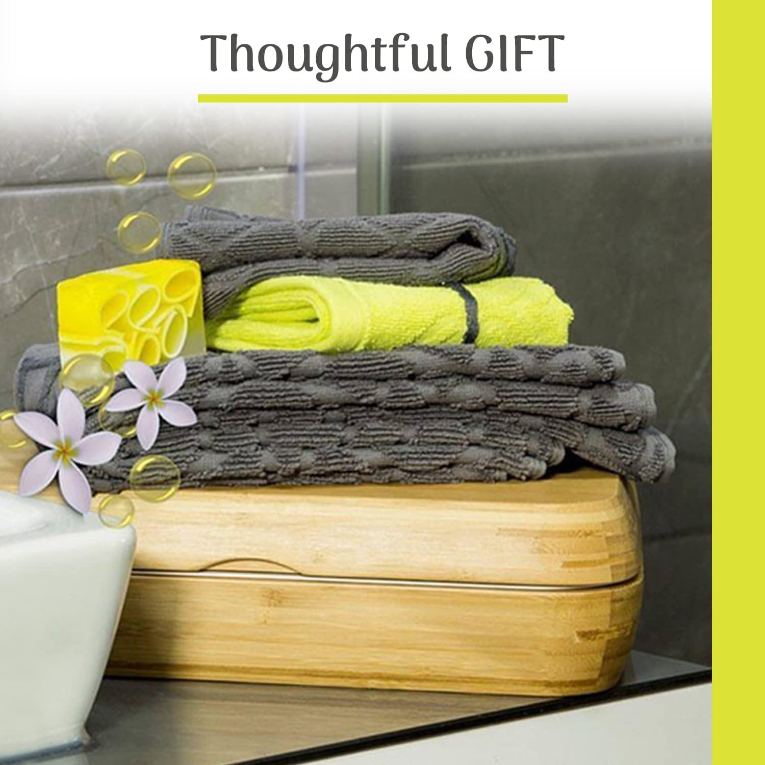 Bathroom Gift Set - Luxury Beauty & Personal Care Bath Kit of 5 - Bath Set Includes 100% Cotton Hand Towel, Fingertip Towel, Wash Cloth, French Vanilla Scented Candle & Jasmine Soap Bar - Image 6