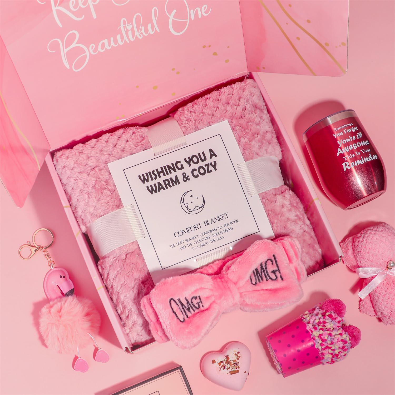 12 Pcs Birthday Gifts for Women, Self Care Gifts, Unique Relaxing Spa Gift Basket with Luxury Flannel Blanket, Get Well Soon Gifts for Women, Mom, Friends, Sister, Wife, Mother's Day,Valentine's Day - Image 7