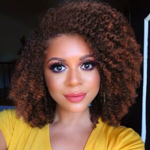 Short Kinky Curly Wigs Side Part Wig Afro Bomb Curly Wig African American Wigs Heat Resistant Fiber Kinky Synthetic Full Wigs for Black Women (1B/350#)