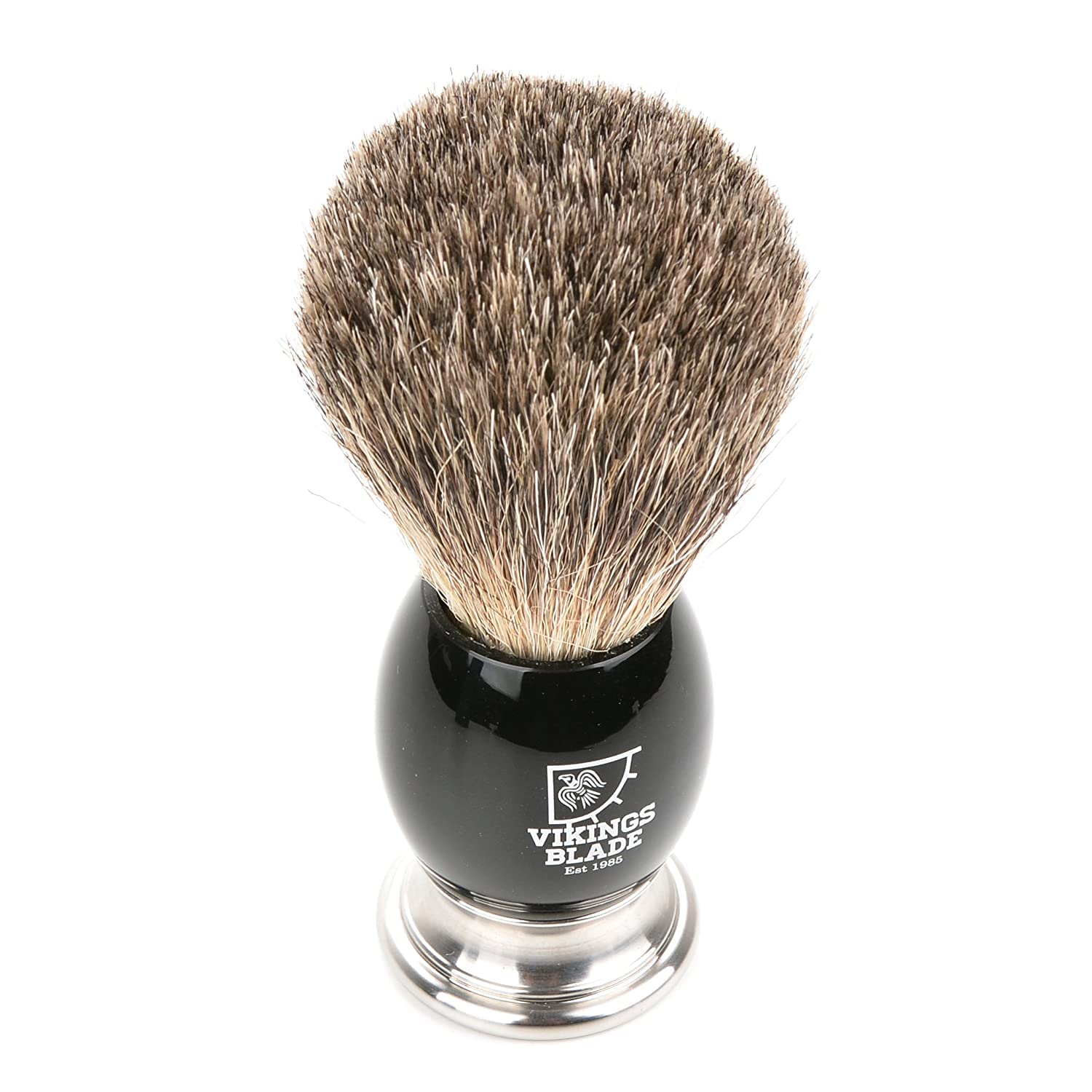 Luxury Shaving Brush for Men by VIKINGS BLADE, Ultra Heavy Acrylic & 316L Steel Handle, Super Strong Knot Backbone, Minimal Shedding, Fast Lather, Extremely Smooth & Plush on Skin (Dark Stallion) - Image 3
