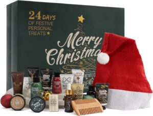 Rinse&Robust Mens Christmas Gift 2025 Advent Calendar Beard Care Grooming For Men Bath and Body Gift Set for men 24pcs Gift Set Include Beard Care Set,Shower Gel, Bubble Bath,Body Lotion,etc