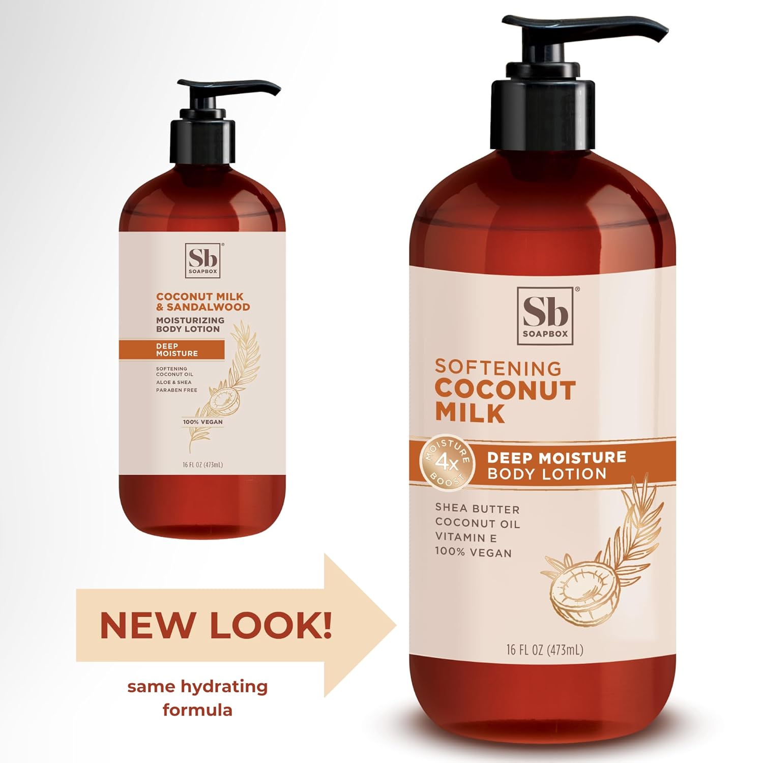 Soapbox Moisturizing Body Lotion, Coconut Milk & Sandalwood with Aloe and Shea Butter, Pack of 3 Hand Lotion Bottles, Vegan Skin Care Products, Moisturizer for Dry Skin, 3 Pack, 16oz Each - Image 2