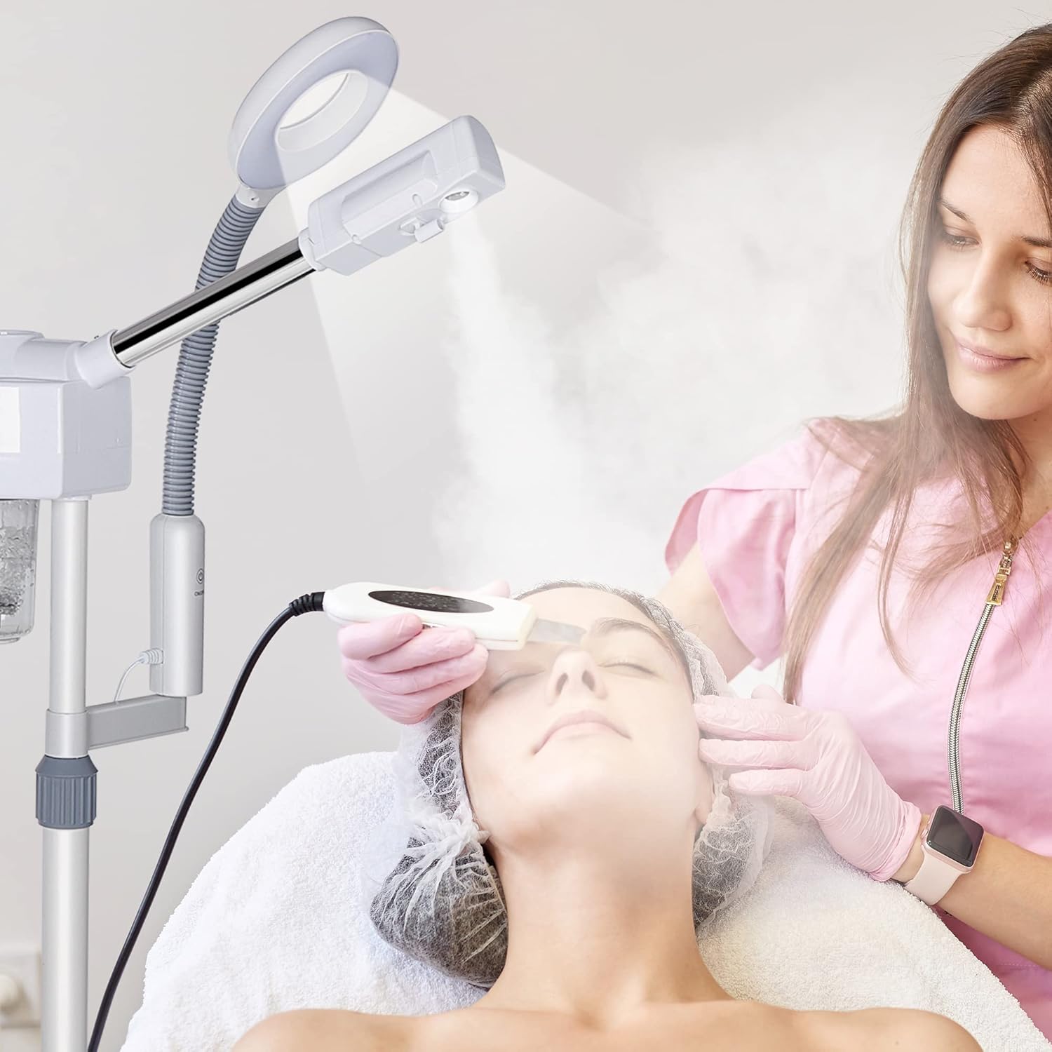 Nova Microdermabrasion Professional 2 in 1 Facial Steamer for Face Deep Cleaning Ozone Face Steamer with 5X Magnifying Lamp Hot Mist Function for Salon Spa Home Beauty Equipment - Image 2