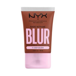 NYX PROFESSIONAL MAKEUP Bare With Me Blur Skin Tint Foundation Make Up with Matcha, Glycerin & Niacinamide – Deep Golden