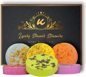Luxury Shower Steamers Set – Gift for Men – Women Birthday Present – Home SPA Essentials Moisturizing Skin Aromatherapy Lavender Mint Lemon Grapefruit – Christmas Stocking Filler