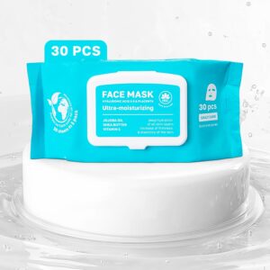 NSC Korean Moisturizing Face Masks with Hyaluronic Acid – 30-Pack Premium Hydrating Sheet Mask Set – Advanced K-Beauty with Shea Butter and Jojoba Oil – Skincare Monthly Supply for All Skin Types