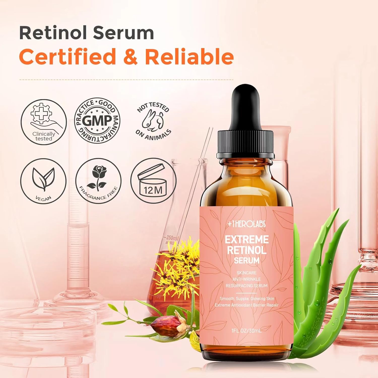 Retinol Serum for Face 2.5%, B5 Resurfacing Retinol Serum with Vitamin C, Vitamin E, Hyaluronic Acid, Niacinamide, Peptide for Anti-Aging, Wrinkle Smoothing, Dark Spot Corrector, Brighten Dullness - Image 6