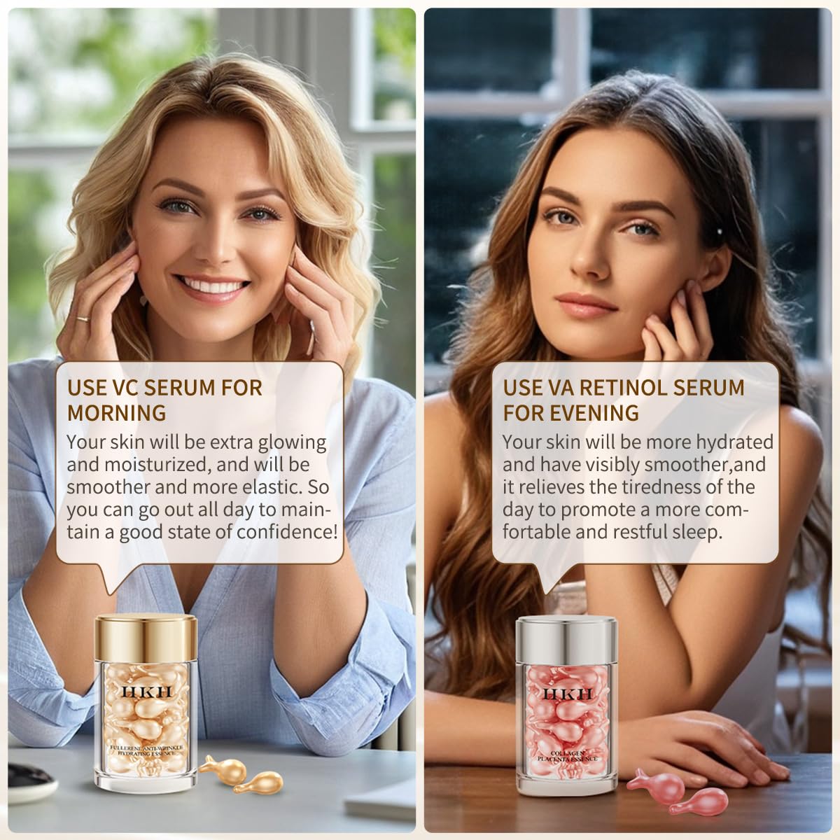 Pro-Retinol Serum For Face Anti-Aging Wrinkle 48 Capsules, Vitamin C,Vitamin A & Vitamin E Collagen Night Serum Oil For Women,Reduces Fine Lines, Smooths, Hydrates & Firms Skin, Travel-Friendly - Image 5