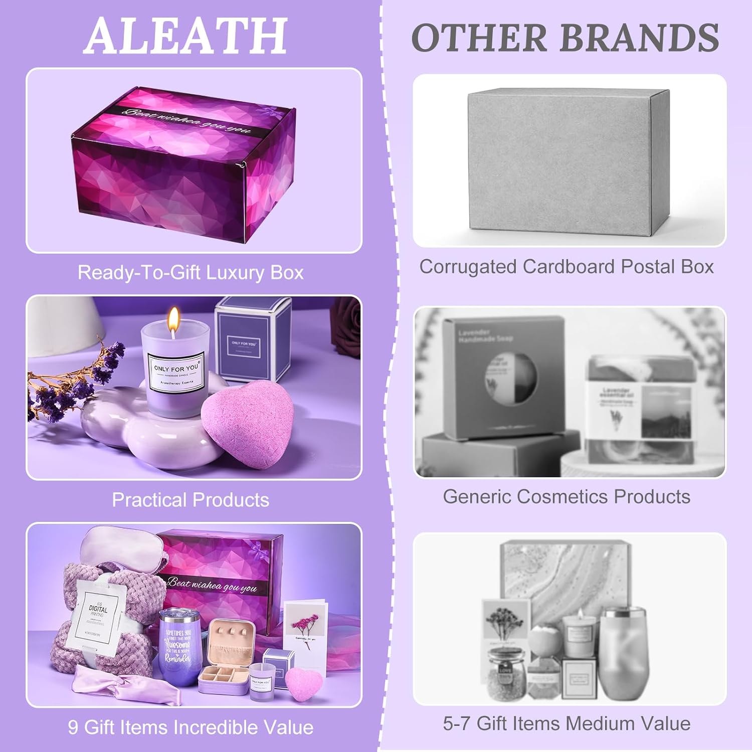 Birthday Gifts for Women Gifts Basket: Self Care Gifts,Romantic Spa Self Care Package with Purple Flannel Blanket,Unique Xmas Gifts for Her - Birthday Gifts for Mom, Wife, Girlfriend, Friends, Sister - Image 8