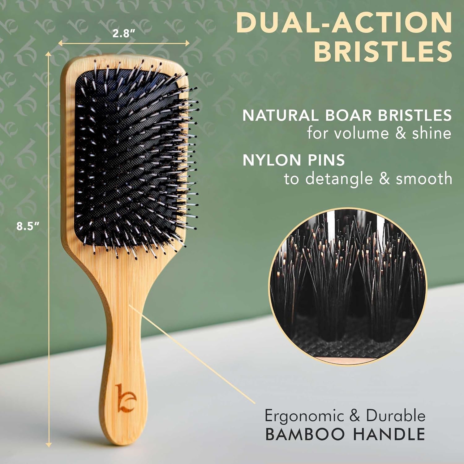 Beauty by Earth Boar Bristle Brush - Premium Paddle Brush for Fine, Thick, and Thinning Hair for Men and Women - Image 3