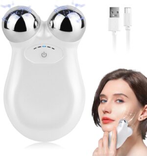 Microcurrent Face Device, USB Microcurrent Facial Shaping Tool for Facial Wrinkle Removal and Anti-Aging，Mini Microcurrent Face Lift Device for Face Lifting and Facial Sculpting (White)