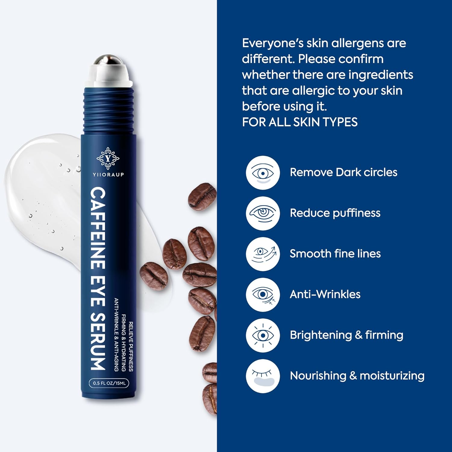 Eye Roller for Bags for Men: Men’s Caffeine Under Eye Cream for Puffy Eyes and Dark Circles Treatment – Cooling Stick Depuffer for Puffiness Reducer 0.45 fl. Oz. - Image 6