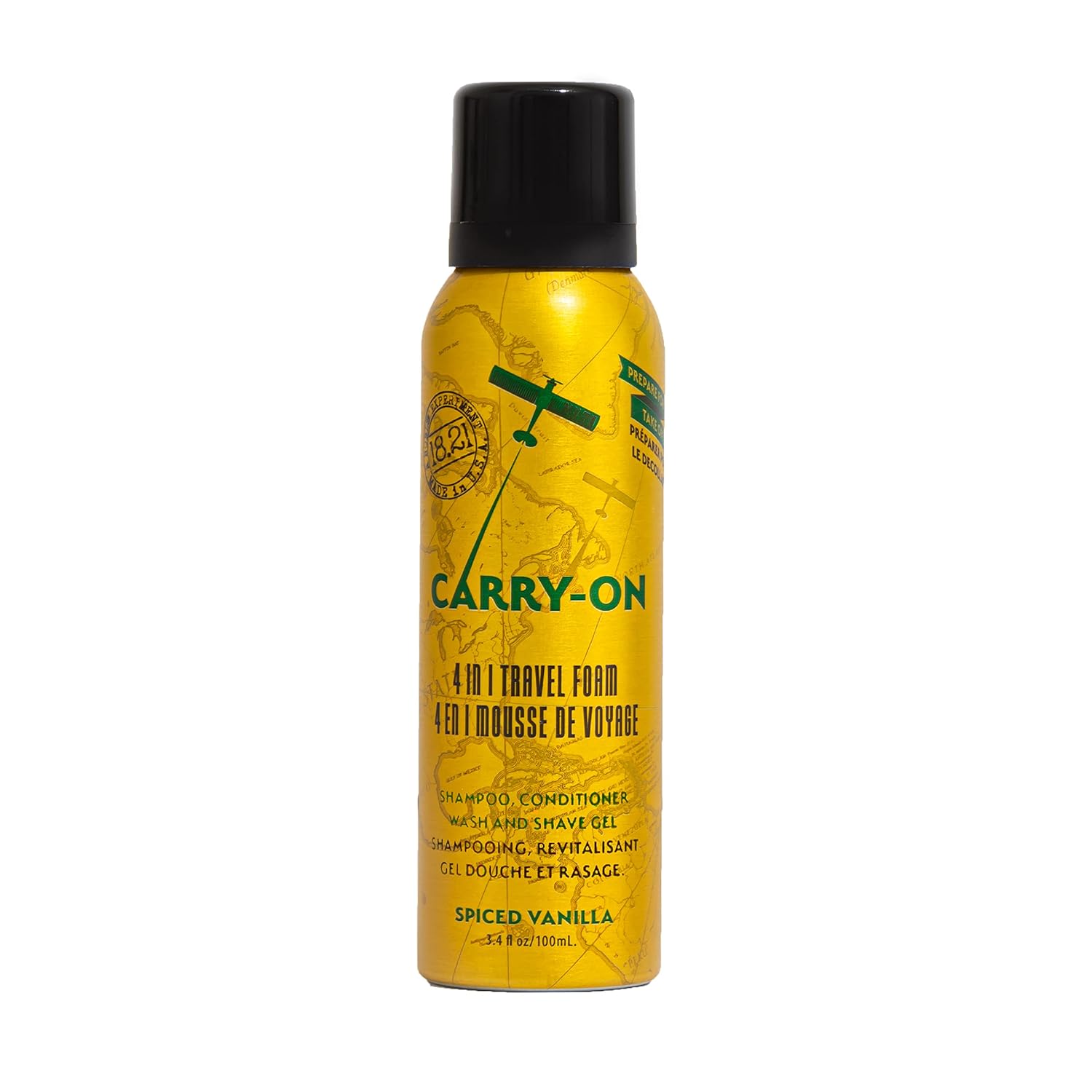 18.21 Man Made Carry On 4-in-1 Travel Foam, Shampoo, Conditioner, Wash & Shave, Carry-On Friendly, 3.4 fl. oz