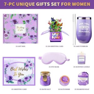 Birthday Gift for Women Spa Gift Set – Unique Get Well Soon Gifts for Women, Relaxing Self Care Package for Her, Thank You Gifts for Mom, Wife, Sister, Friend, Female Coworker (Lavender)