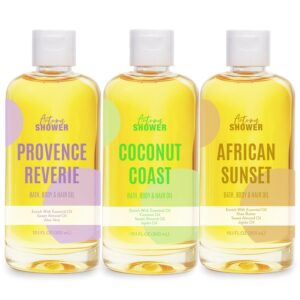 Bath Oil Body Oil Oil with Sweet Almond, Jojoba Oil, Sweet Almond & Lavender & Coconut Bath Oils Mother’s Day Gift for Women, Multiuse Oil for Hair & Dry Skin 30 fl oz (Pack of 3)