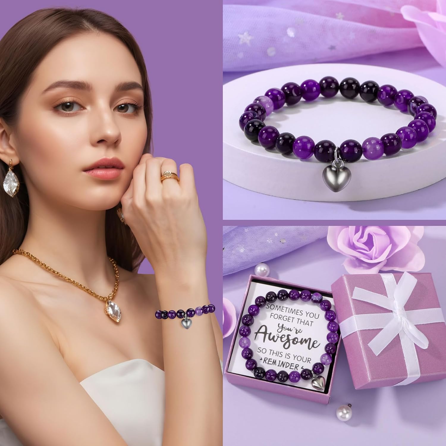 Birthday Gifts for Women Self Care Gift Set, Purple Relaxing Spa Gift Baskets Care Package Get Well Soon Gifts, Unique Christmas Gifts for Mom Her Sister Friend Wife Grandma Girlfriend - Image 7