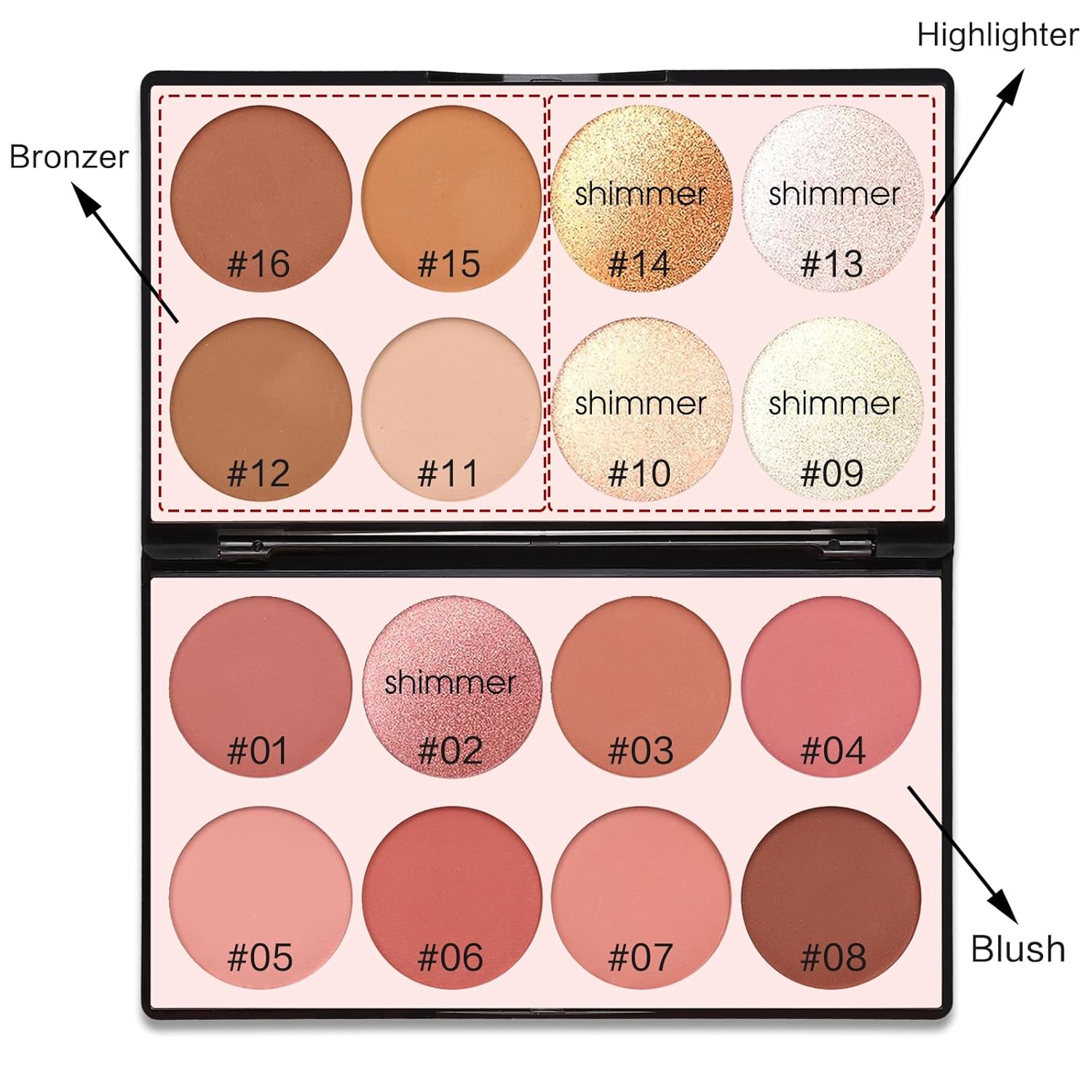 16 Colors Contour Palette Make up - Blush Highlighters Bronzer Powder All in one Makeup Palettes Contour Kit - Face Cosmetics Gifts for Women Beauty for Festivals (SET1) - Image 2