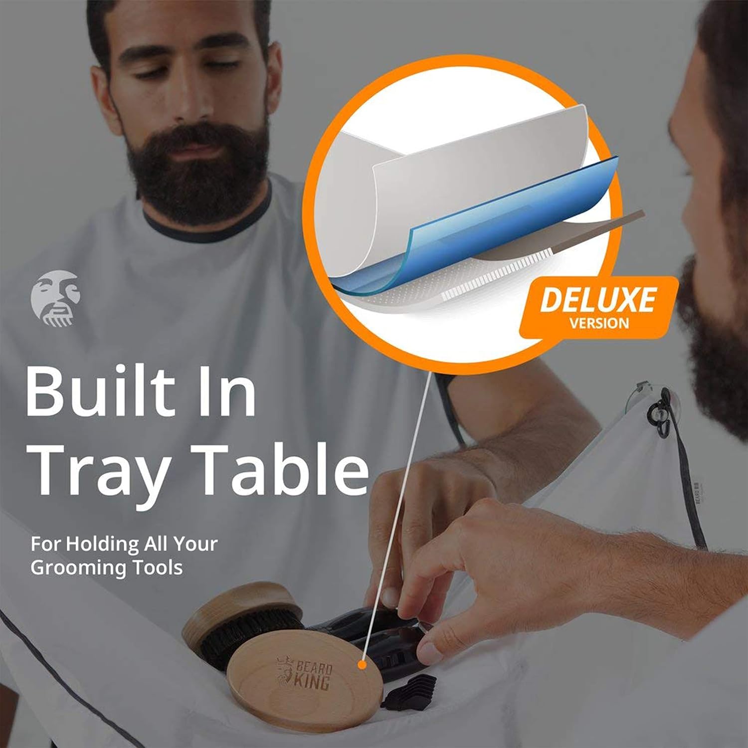 Beard King Beard Bib Apron - Shaving Set for Dad - As Seen on Shark Tank - Men's Hair Catcher for Shaving - Grooming Accessories - Packing Pouch, White - Image 5